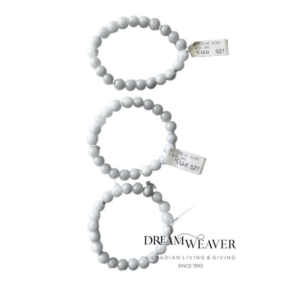 Blue Jade Gemstone/Sterling Silver Bracelet - Picture 2 of 2